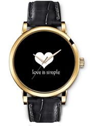 SPRAWL Aanalog Fashion Series Gold Ladies Watches of Genuine Black Leather Strap,Unique Wrist Watch for Women Girls Designed with Love is simple