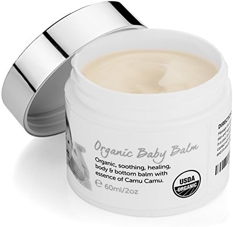 Organic Baby Balm by The PureCo Organics - USDA Certified Unscented Baby Cream for Diaper Rash 2 oz