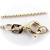 Gold Plated Sterling Silver 1mm Bead Ball Nickel Free Chain Necklace 14, 16, 18, 20 Inch Italy
