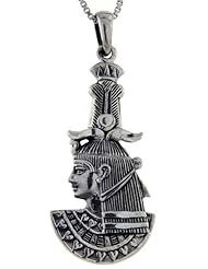 Sterling Silver Khnum Egyptian God Of Rebirth Pendant, 1 3/8 inch long