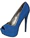 Breckelles Women's Jenifer-11 Peep Toe Nubuck Heels Pumps