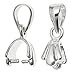 2pcs Bright Sterling Silver Pendant Connector Pinch Clasp W/Bail 14mm/Findings/Bright