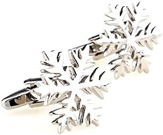 HotVally Novelty Brand New Snowflake Silver Plated Shirt Cufflinks Cuff Links with Gift Box