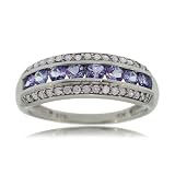 Tanzanite & Diamond Ring 14K White Gold - Channel Set