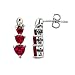 Sterling Silver and 14k Yellow Gold Diamond and Heart-Shaped Created Ruby Drop Earrings (0.01cttw, I-J Color, I3 Clarity)