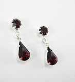 Image of Ruby Tear Drop & Tiffany Earrings (E305)