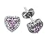XPY 14k White Gold Pink Sapphire and Diamond Heart Stud Earrings