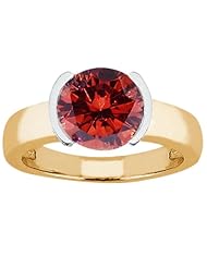 2.20 Ct Round Cognac Red SI1/SI2 Diamond 18K Yellow Gold Ring