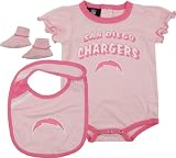 Reebok San Diego Chargers Newborn Creeper, Bib and Bootie Set - Pink 0-3 Months
