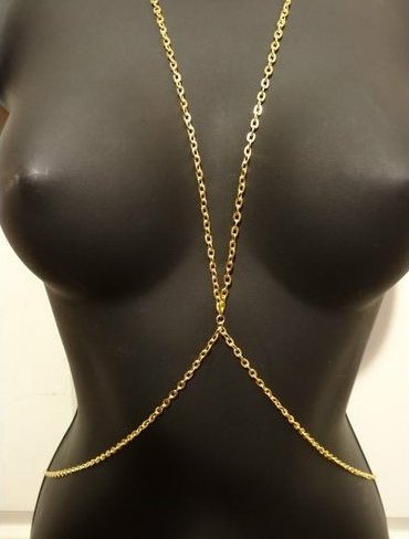 Kitty-Party Super Star Style Sexy Fine Golden Plated Chain Ring Linkage Ring Connection Body Chain Necklace Belly Waist Chain