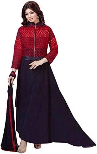 Whatshop New Designer Red And Black Embroidered Anarkali Suit