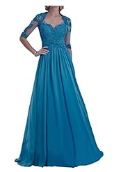 Elbow Length Sleeves Chiffon Sweetheart Natural   Waistline Applique Lace  Dress