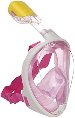 180° Panoramic view Snorkeling Mask - Full Face Design more Easy breathing draining Diving Mask without fogs up (Pink, S/M)
