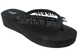 Capelli New York Dangle Beads On Eva Upper Ladies Fashion Flip Flop Jet Black 8