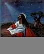 Black Jesus Christ Kneeling religious Print Poster - 13x19