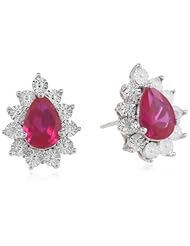 10k White Gold Pear Shaped Gemstone and White Diamond Earrings