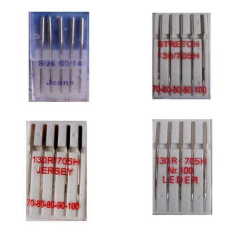 BIG-SAM - Set da 20 aghi da macchina da cucire per Jersey, pelle, tessuti elasticizzati e jeans (5 ciascuno)