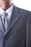 Men's Single Breasted 3 Button Gray Pinstripe Super 150's Wool Feel Dress Suit