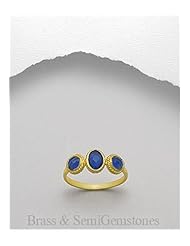 Blue Chalcedony Ring In Brass