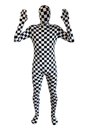 Black and White Check Morphsuit Fancy Dress Costume