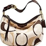 Authentic Coach Tonal C Signature Hobo Bag 12190 Sv/chocolate Brown Multi Color