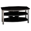 Bush Furniture Verona Small TV Stand, Black Leatherette/Satin Silver