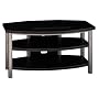 Bush Furniture Verona Small TV Stand, Black Leatherette/Satin Silver