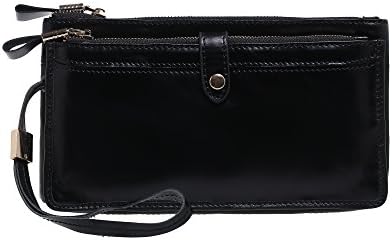 Ibexman Men's Black Genuine Leather Clutch Bag Purse Male Long Wallet