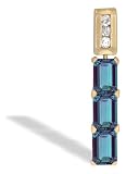 14K Yellow Gold Emerald-cut Created Alexandrite and Diamond 3-Stone Pendant