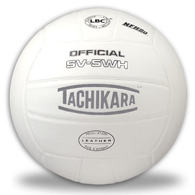 Tachikara SV5WH NFHS Approved Interscholastic Play Top Grade Leather Volleyball (White)