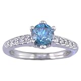 1.15 CT Blue Diamond Engagement Ring 14K White Gold In Size 7 (Available In Sizes 5 - 10)