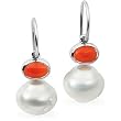 14K White Gold Paspaley South Sea Cultured Pearl and Coral Earrings - 12.00mm