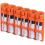 Storacell by Powerpax Slim Line "AAA" Battery Caddy, Orange - Holds 6 "AAA" Batteries