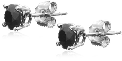 14k White Gold Black Diamond Stud Earrings (1 cttw)