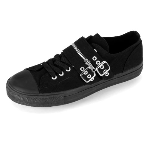 MENS Punk Shoes Casual Rocker Shoes Canvas Zipper Strap Low Top Sneaker product image