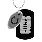 NFL Indianapolis Colts 2 Piece Two Tone Stainless Steel Sports Dog Tag with 26 Ball Chain
