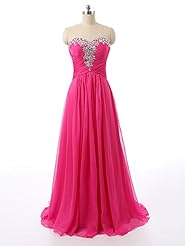Sweetheart Natural   Waistline Chiffon Lace-Up Sequined  Evening Dress/Prom Dress  With Rhinestones
