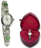 Limit 6423.14 Silver Coloured Ladies Jade & Clear Stones Watch