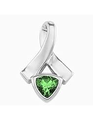 14K White Gold Trillion Cut Emerald Pendant -- LIFETIME WARRANTY