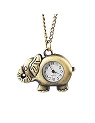 Oulm Womens Pocket Watch Elephant Shape Color Bronzy