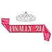 2-Piece Set of Birthday Girl Tiara and Birthday Sash - Rhinestone Crown with