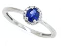 0.40Ct Genuine Oval Sapphire and Diamond Ring in 14kt White Gold