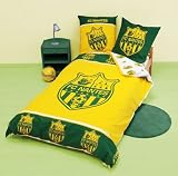 Housse de Couette Couverture de lit 2 places + 2 têtes d'oreiller - Collection officielle - FC NANTES ATLANTIQUE - FCNA - Football - Taille 200 X 200 cm