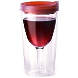 Vino2Go Double Wall Insulated Acrylic Wine Tumbler with Merot Slide Top Open/Close Drink Through Lid 10 oz.