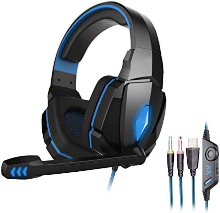 PC Gaming Headset, Mictech G4000 Professional 3.5mm Stereo Noise Canelling Headphone with Microphone For Laptop Computer(Blue)