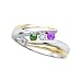 3 Diamond Anniversary Ring 0.08 ct. and 1/3 ct. Multi Color Gemstone in 14K Two Tone Gold