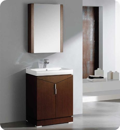 Fresca FVN8123WGFFT1000BN Elissos 24" Modern Bathroom Vanity in Wenge Brown with Medicine Cabinet On Sale