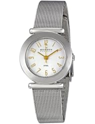 Skagen Womens 107SGSC Steel Collection Crystal Accented Mesh Stainless Steel Silver Dial Watch