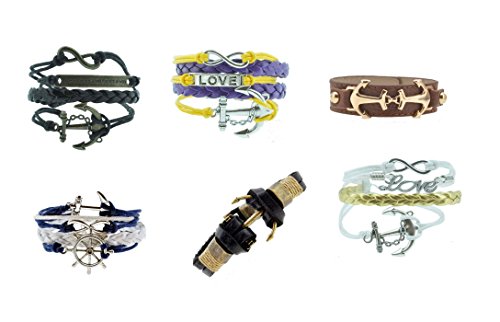 Braided Leather Rope Nautical Navy Boat Surf Anchor Bracelet