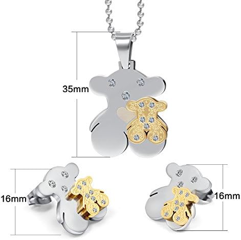 AnaZoz Jewelry fashion teddy tou bear sets for women stainless steel